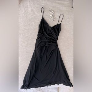Laundry by Shelli Segal Black Long Asymmetrical Hem Flowy Cocktail  Party Dress